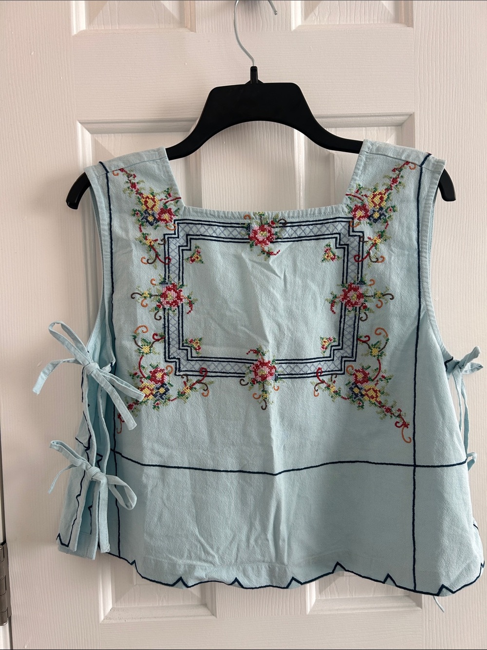 Free People Embroidered Light Blue Top NWT